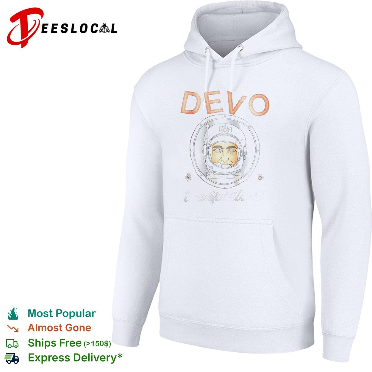 Devo Beautiful World astronaut helmet 1981 all rights reserved shirt