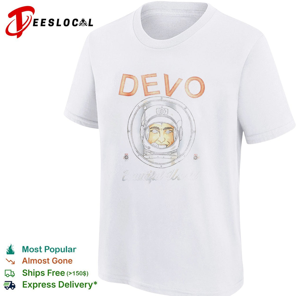 Devo Beautiful World astronaut helmet 1981 all rights reserved shirt