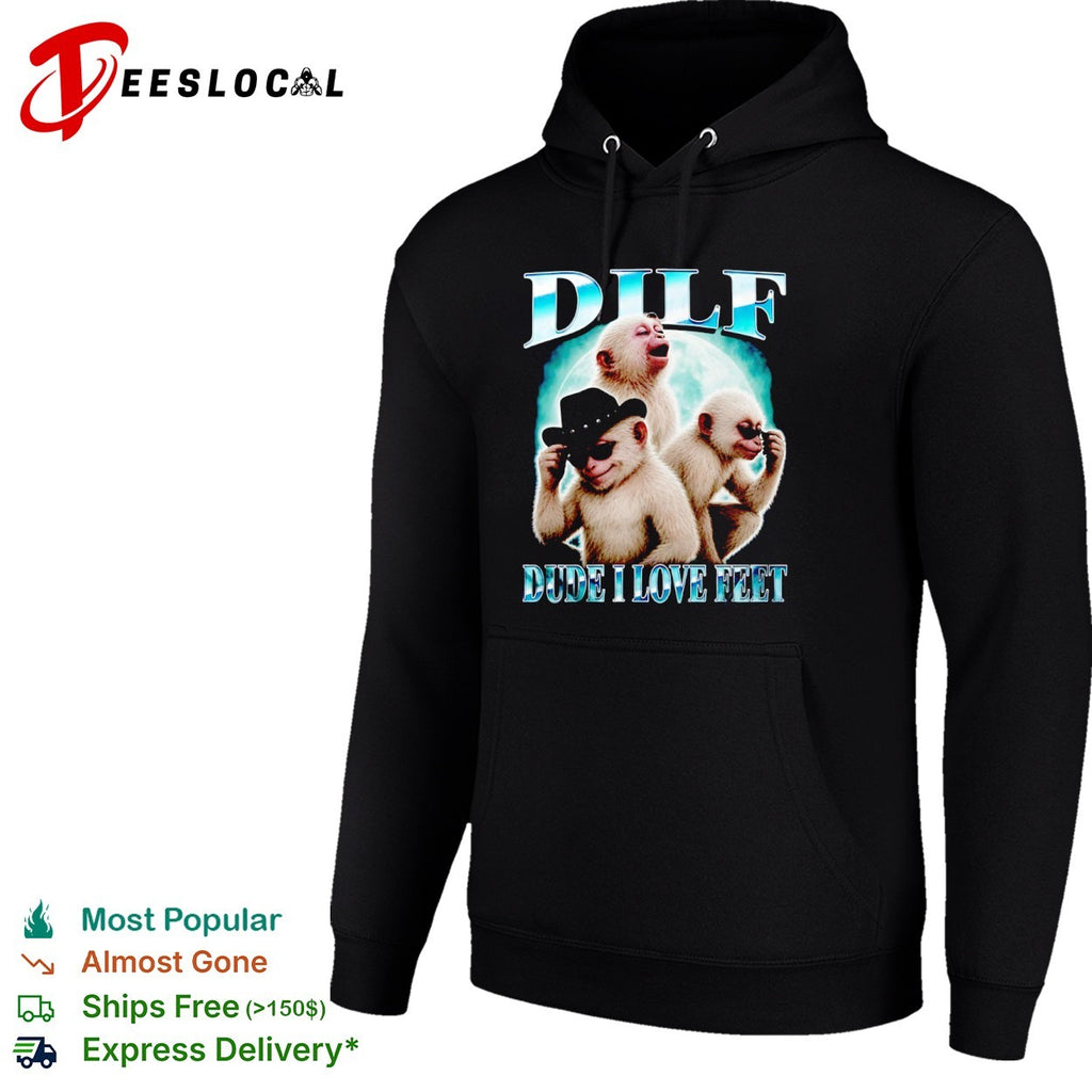 Dilf Dude I Love Feet Monkey Parody Moon Background shirt