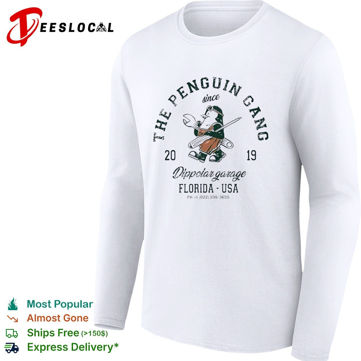 Dippolar Garage Florida USA the penguin gang since 2019 mechanic shirt