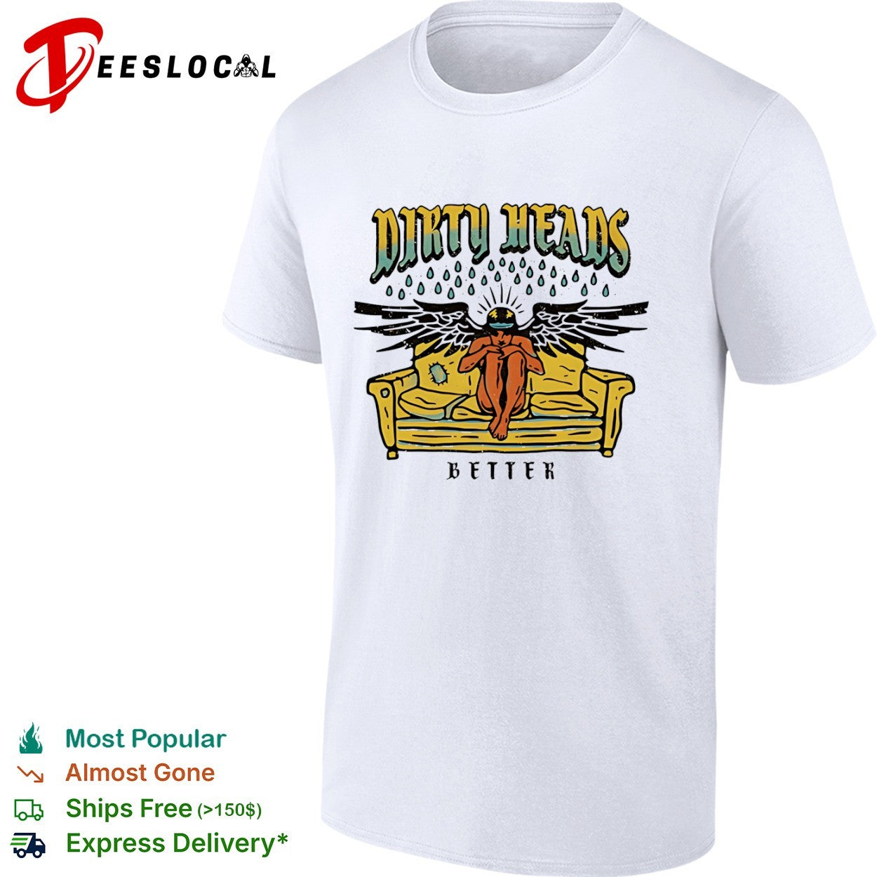 Dirty Heads Better angel on couch alternative rock band shirt