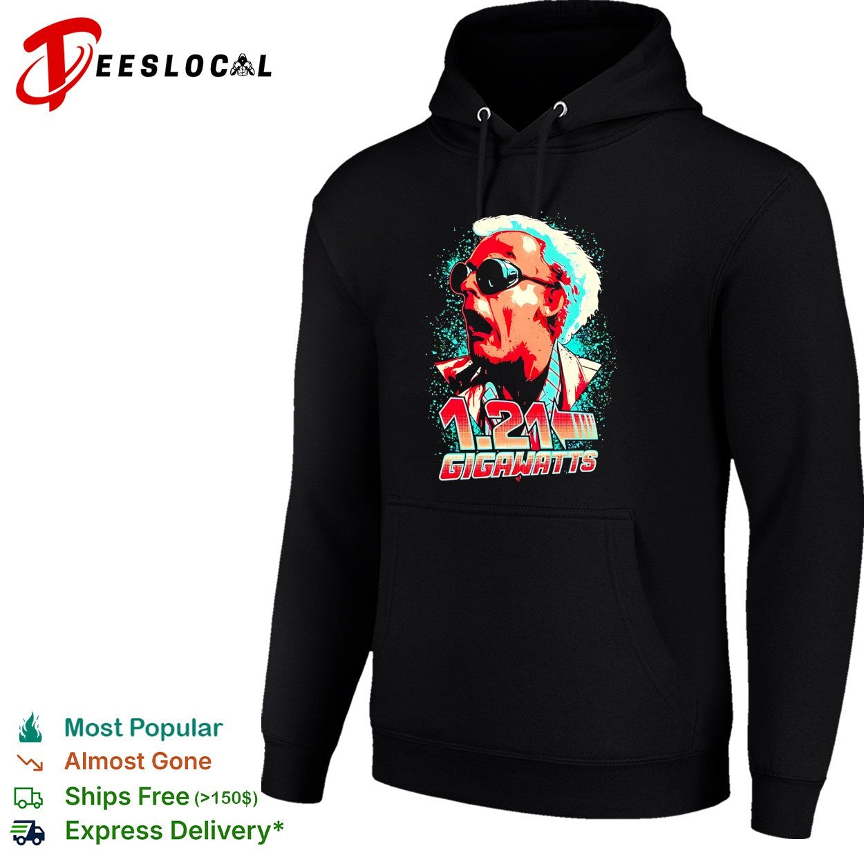 Doc Brown shouting 1 21 gigawatts Back to the Future portrait shirt