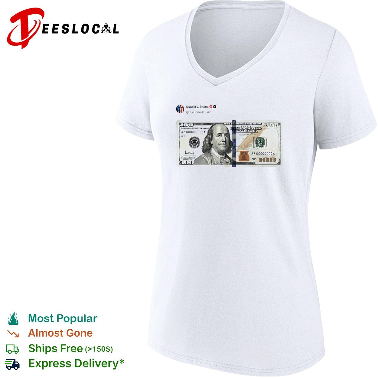 Donald J Trump 100 Dollar Bill AZ 00000000 A1 United States of America shirt