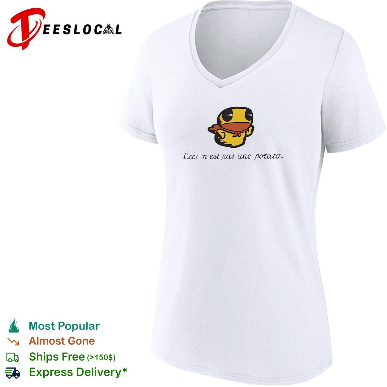 Duck Ceci n’est pas une potato Magritte parody shirt
