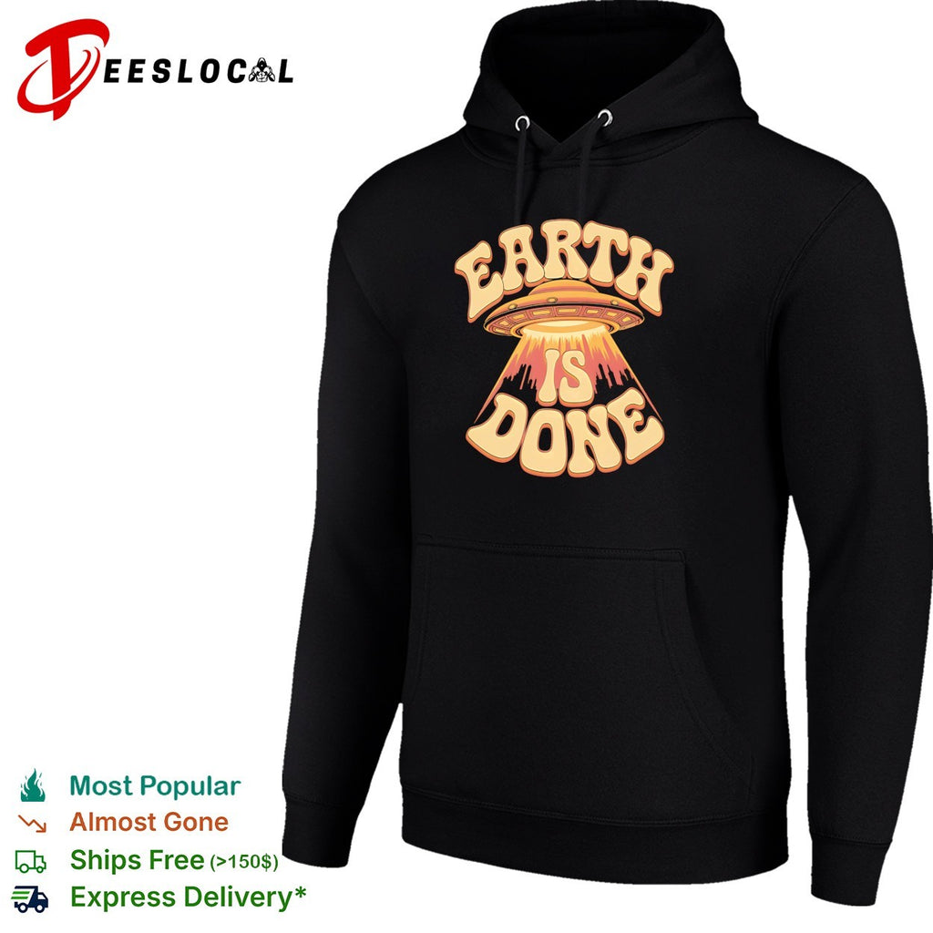 Earth is done UFO spaceship abducting city skyline shirt