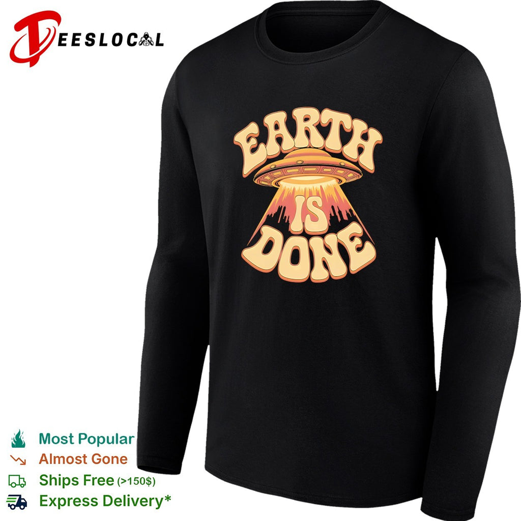 Earth is done UFO spaceship abducting city skyline shirt