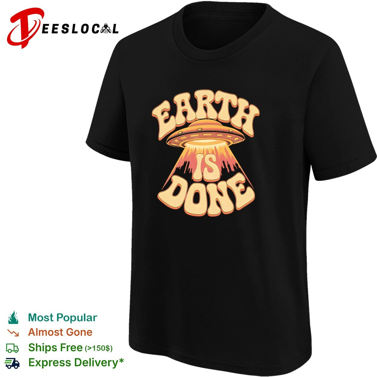 Earth is done UFO spaceship abducting city skyline shirt