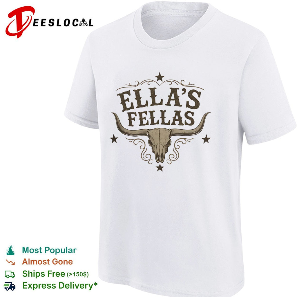 Ellas Fellas Western Steer Skull Cowgirl Country Rustic Farmhouse Rodeo Shirt