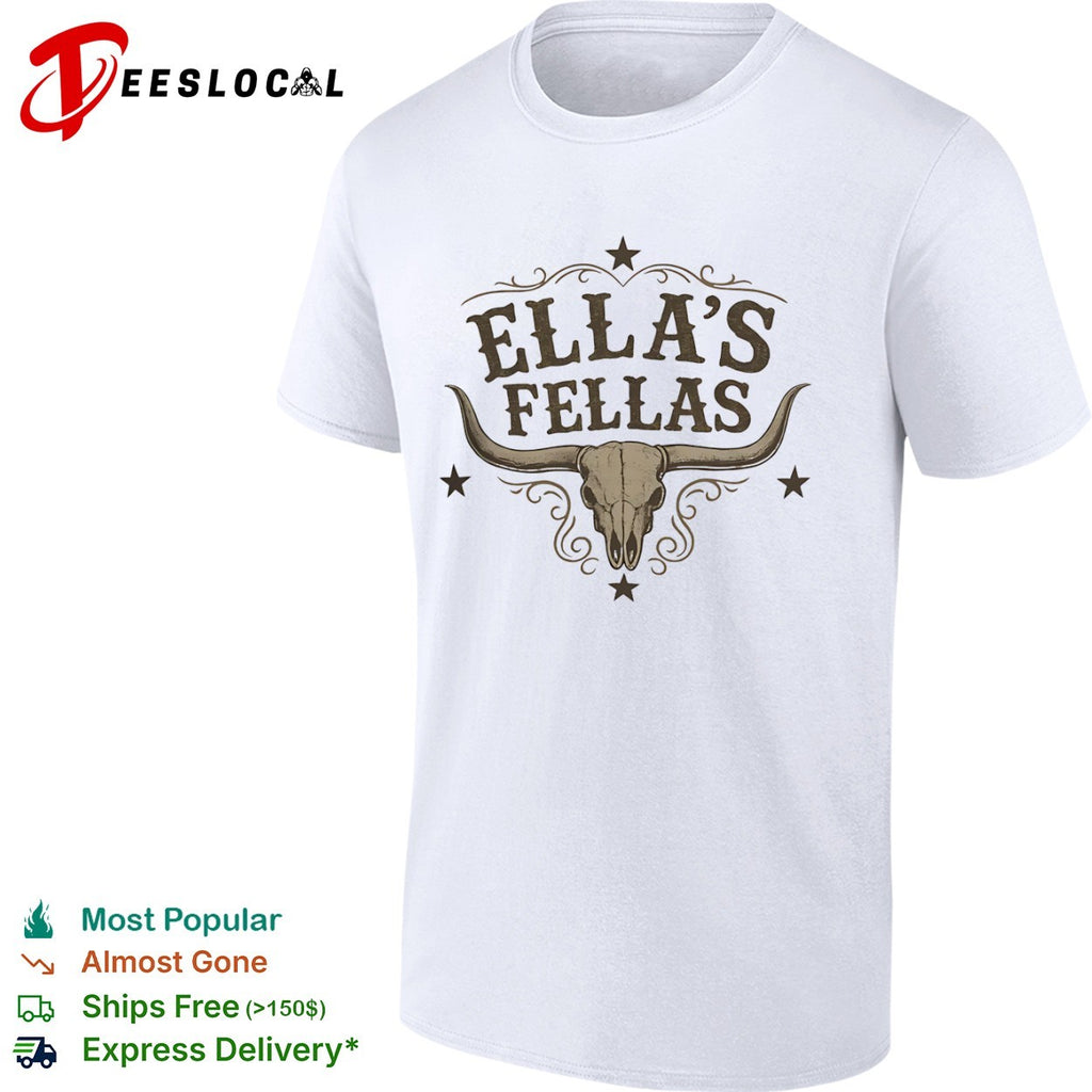 Ellas Fellas Western Steer Skull Cowgirl Country Rustic Farmhouse Rodeo Shirt