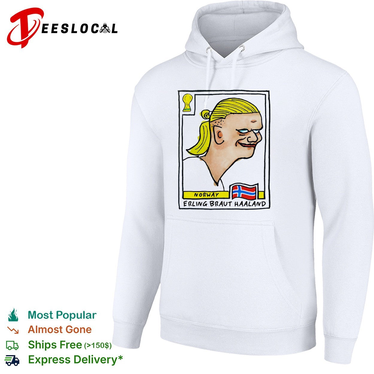 Erling Braut Haaland caricature football trading card Norway shirt