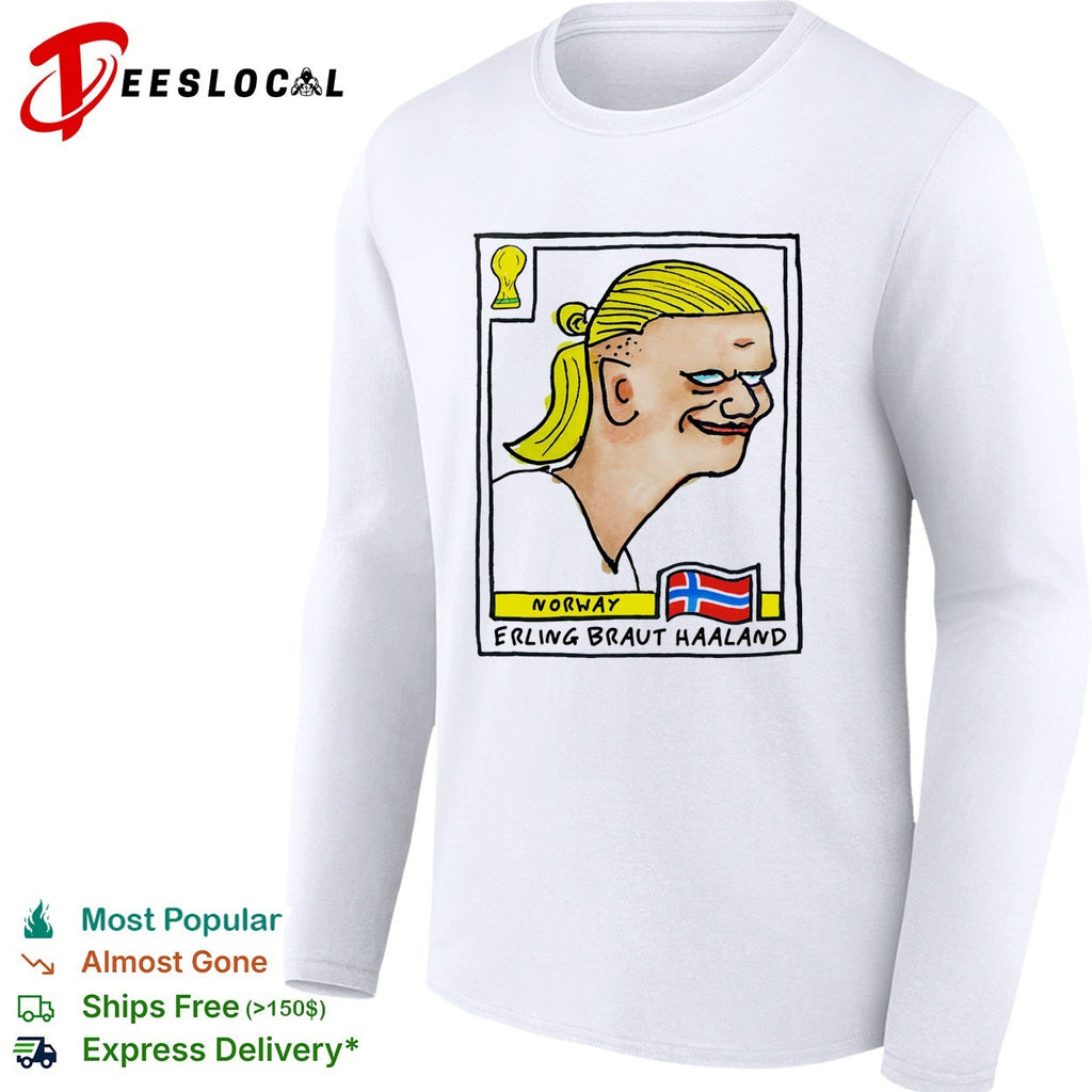 Erling Braut Haaland caricature football trading card Norway shirt