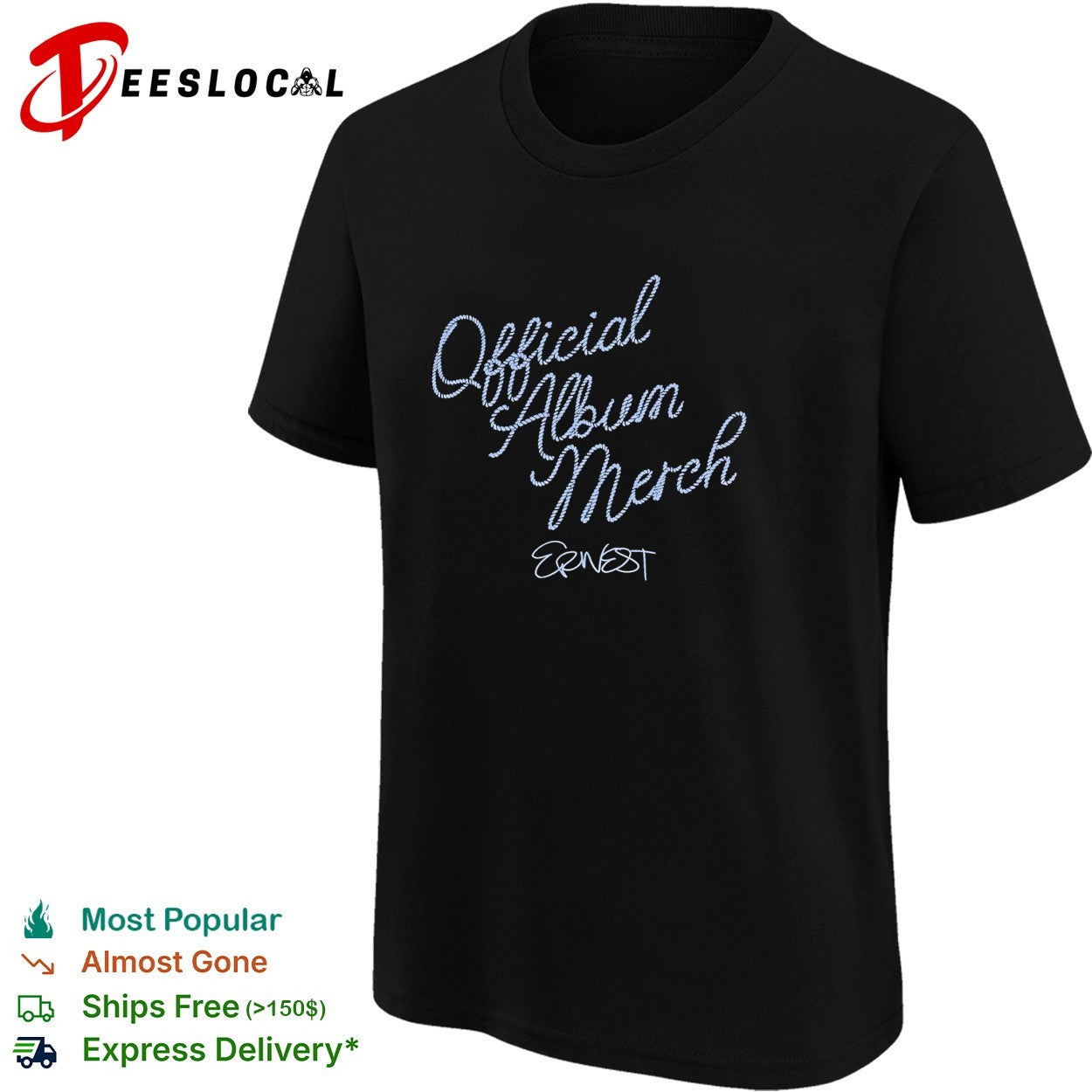 Ernest official album merch rope font shirt