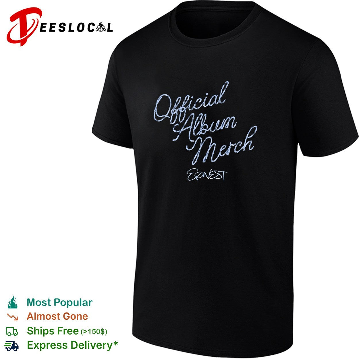 Ernest official album merch rope font shirt