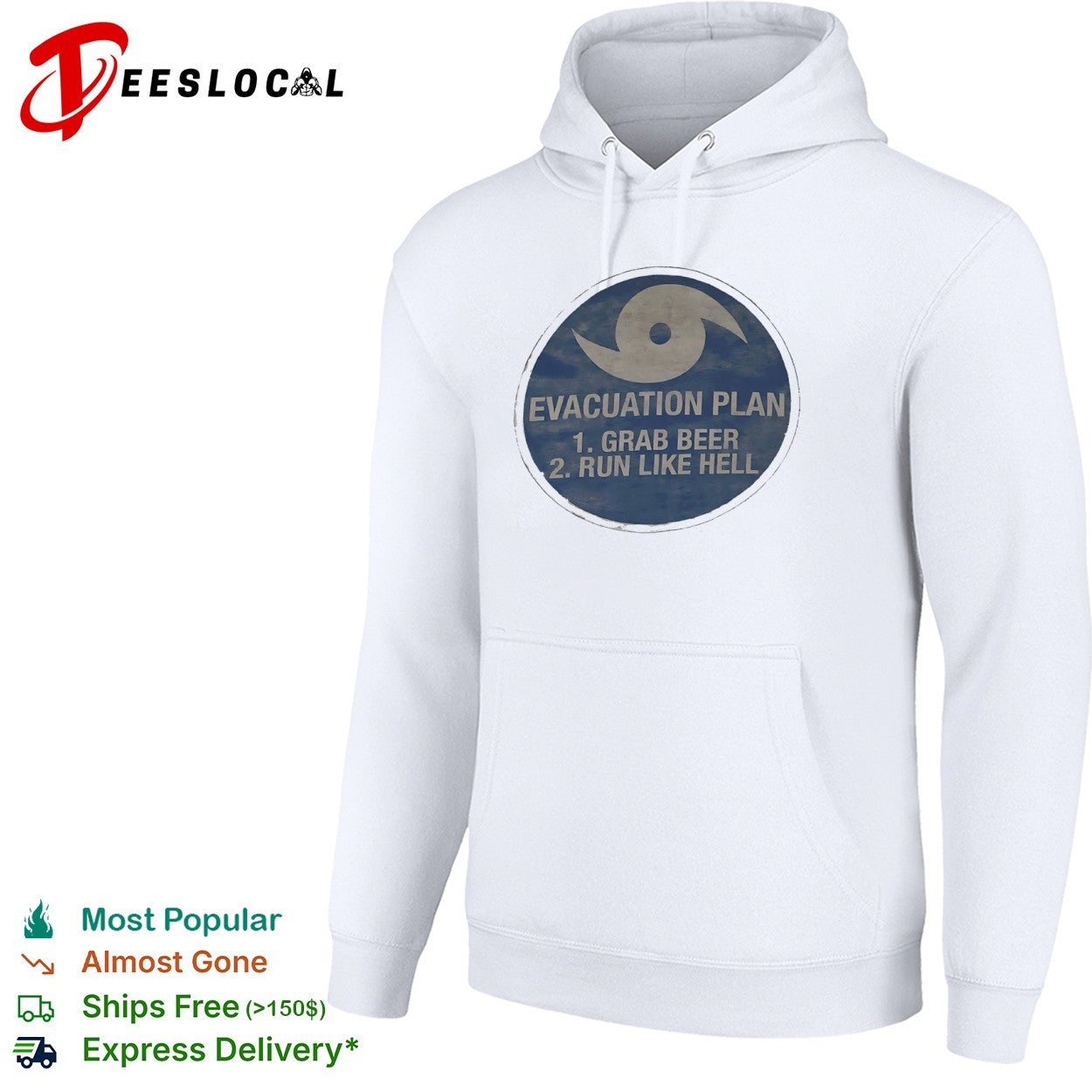 Evacuation Plan grab beer run like hell hurricane symbol shirt