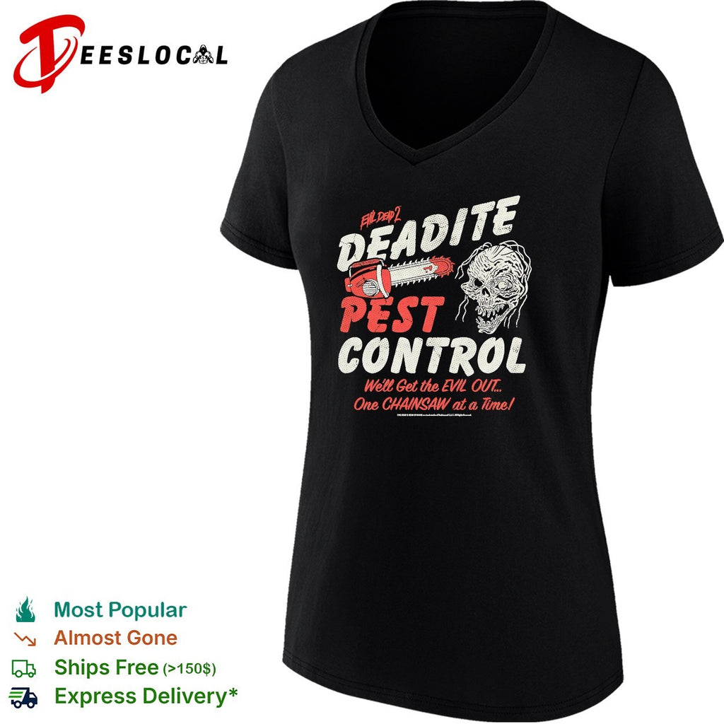 Evil Dead 2 deadite pest control chainsaw shirt