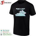 Exhausted cartoon cat lying down what a day it’s been 5 minutes shirt