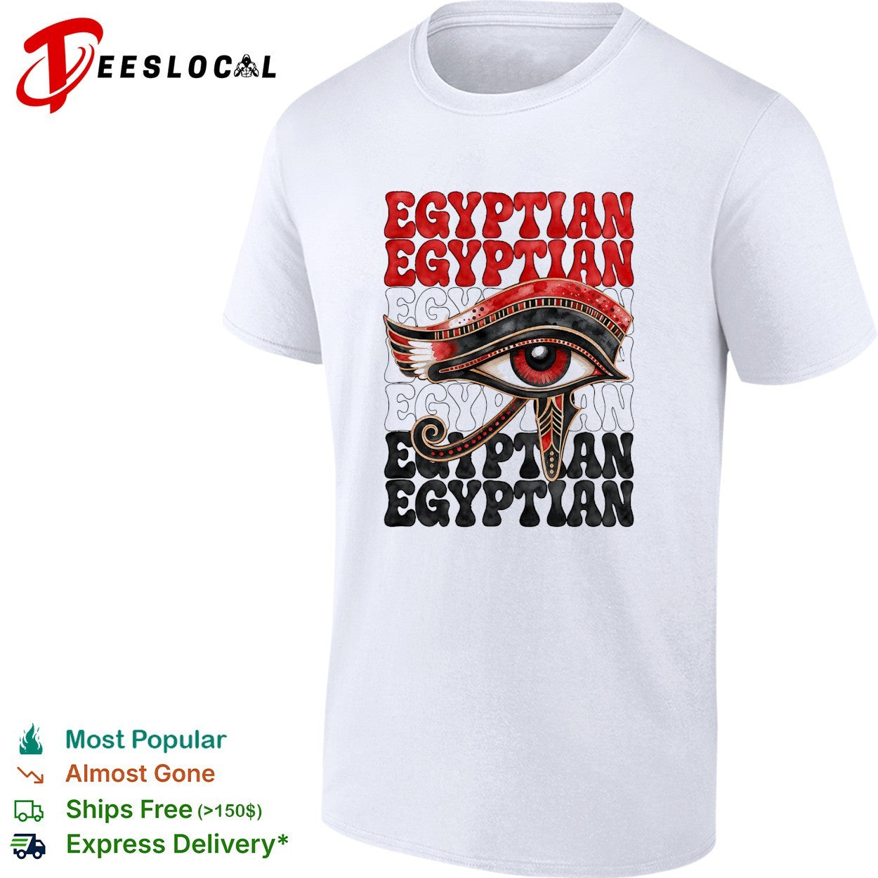Eye of Ra Egyptian stacked text shirt