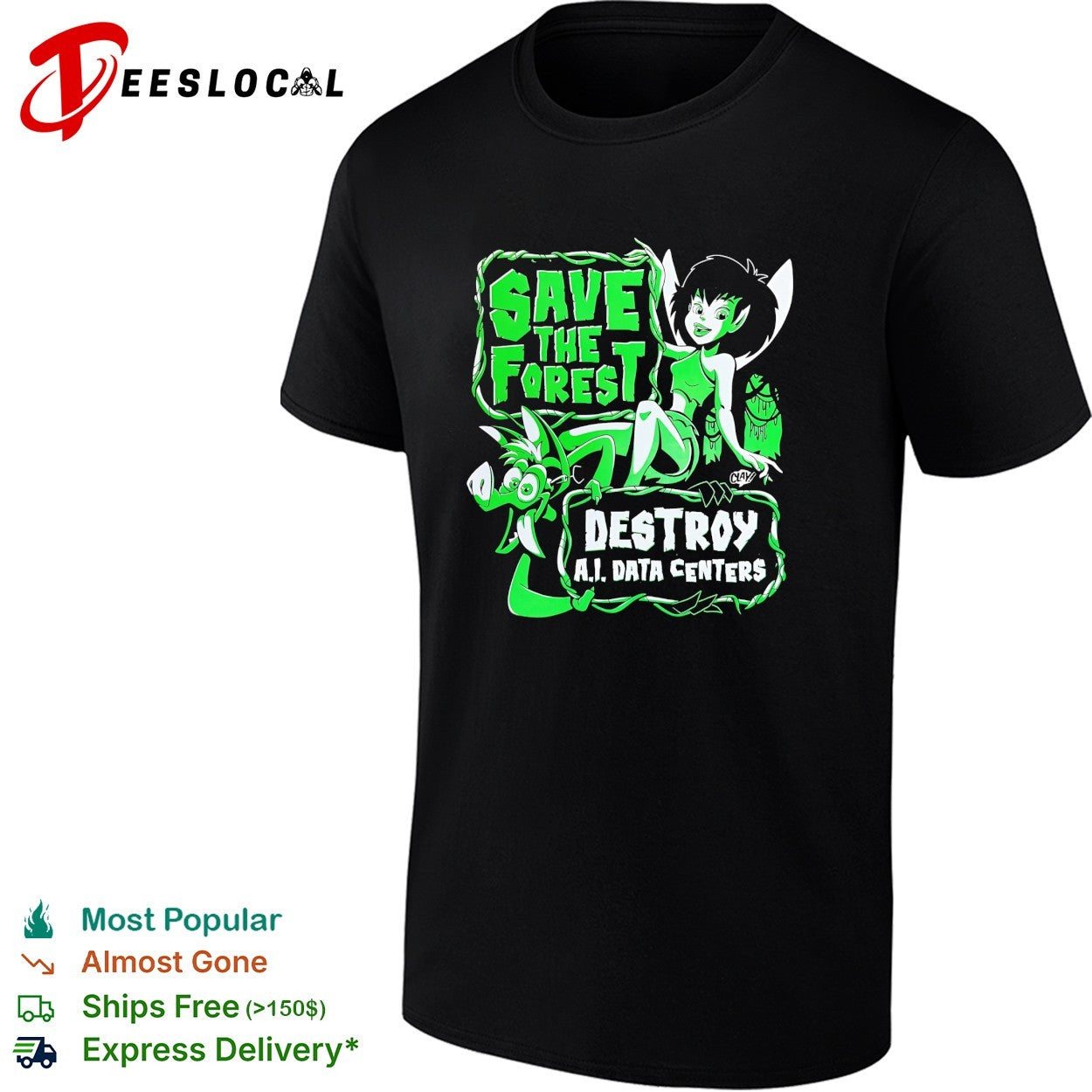Fairy and goblin save the forest destroy AI data centers shirt