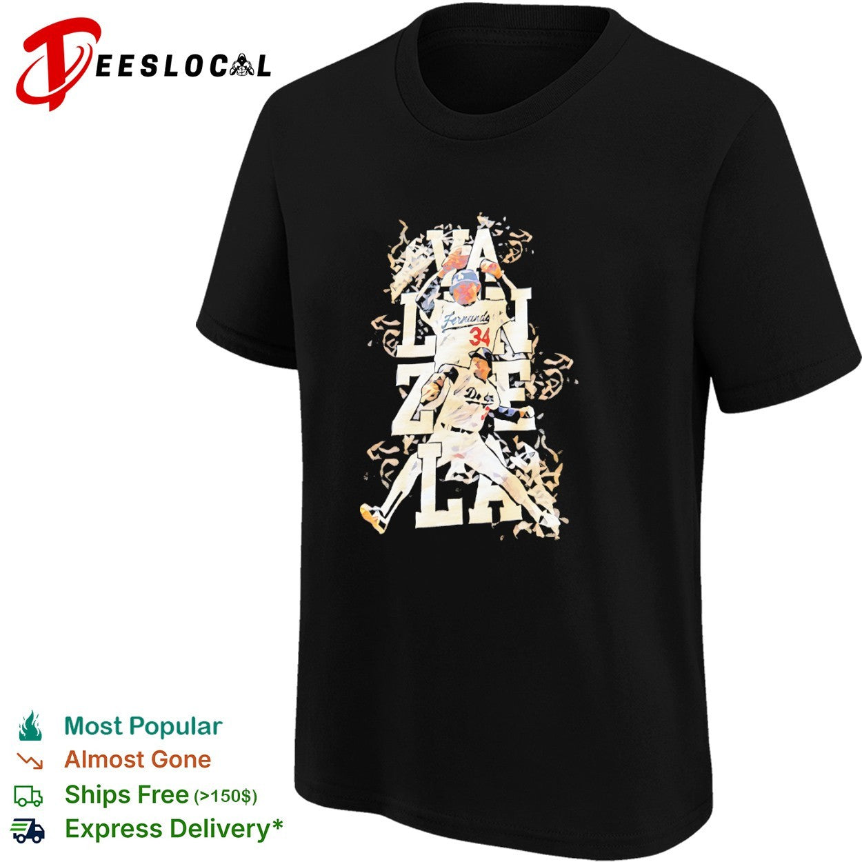 Fernando Valenzuela 34 Los Angeles Dodgers MLB shirt