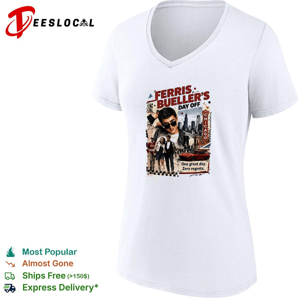 Ferris Bueller’s Day Off one great day zero regrets Chicago movie collage shirt