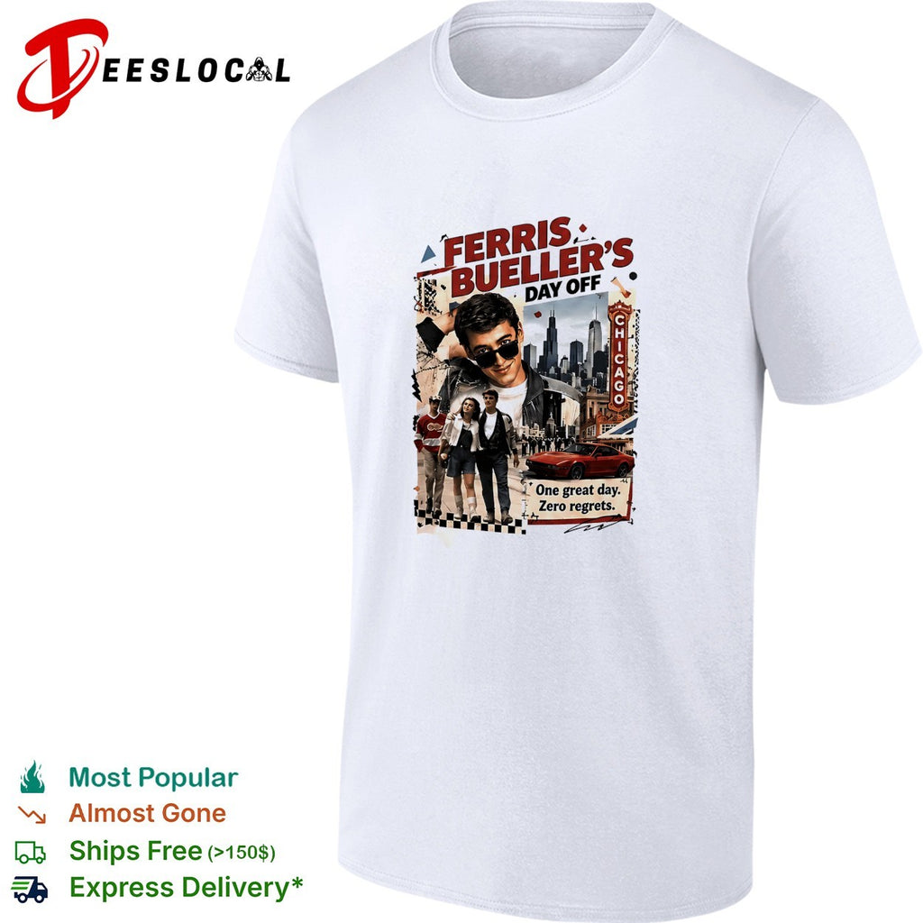Ferris Bueller’s Day Off one great day zero regrets Chicago movie collage shirt