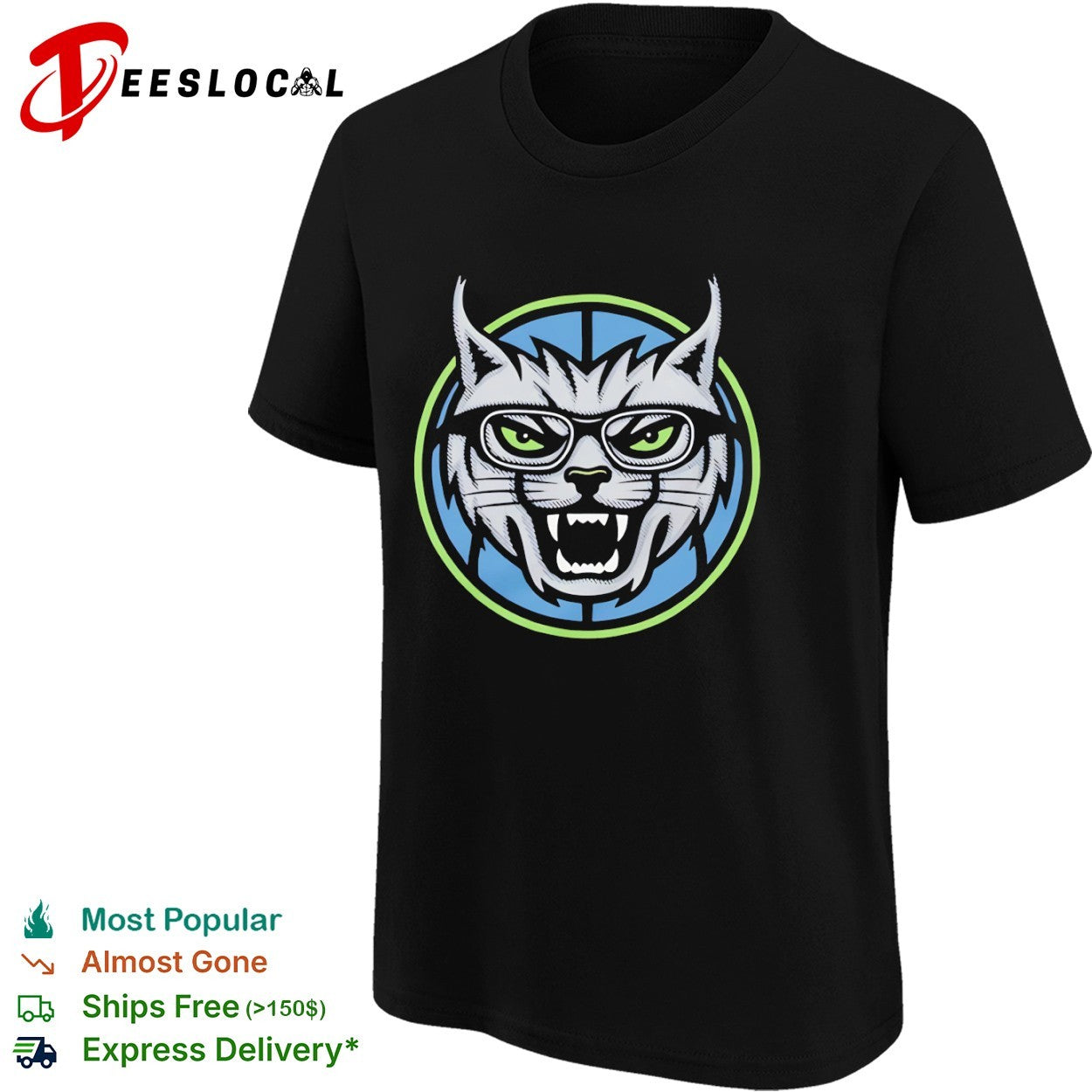 Fierce Cybernetic Cat style Minnesota Lynx logo shirt