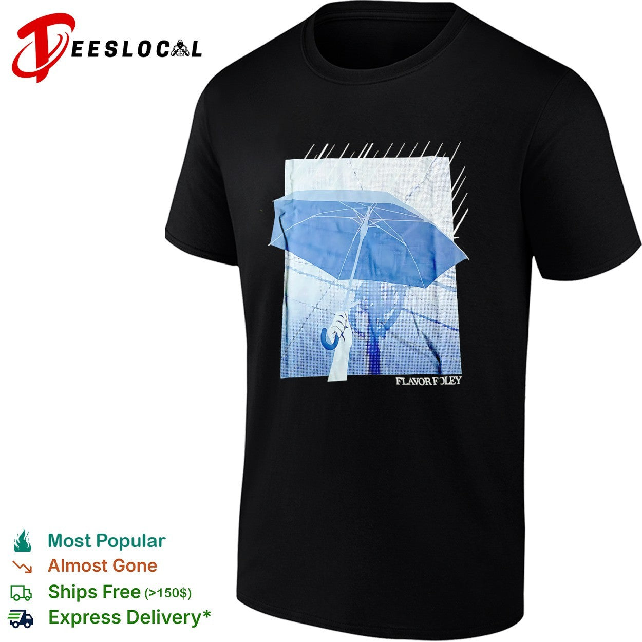 Flavor Foley Umbrella rain street graphic shirt
