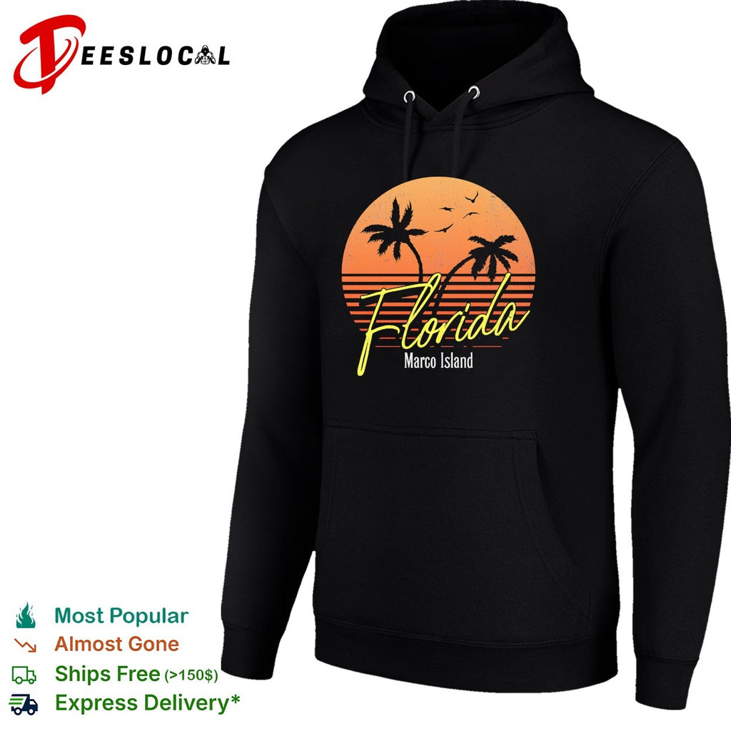Florida Marco Island retro sunset palm tree shirt