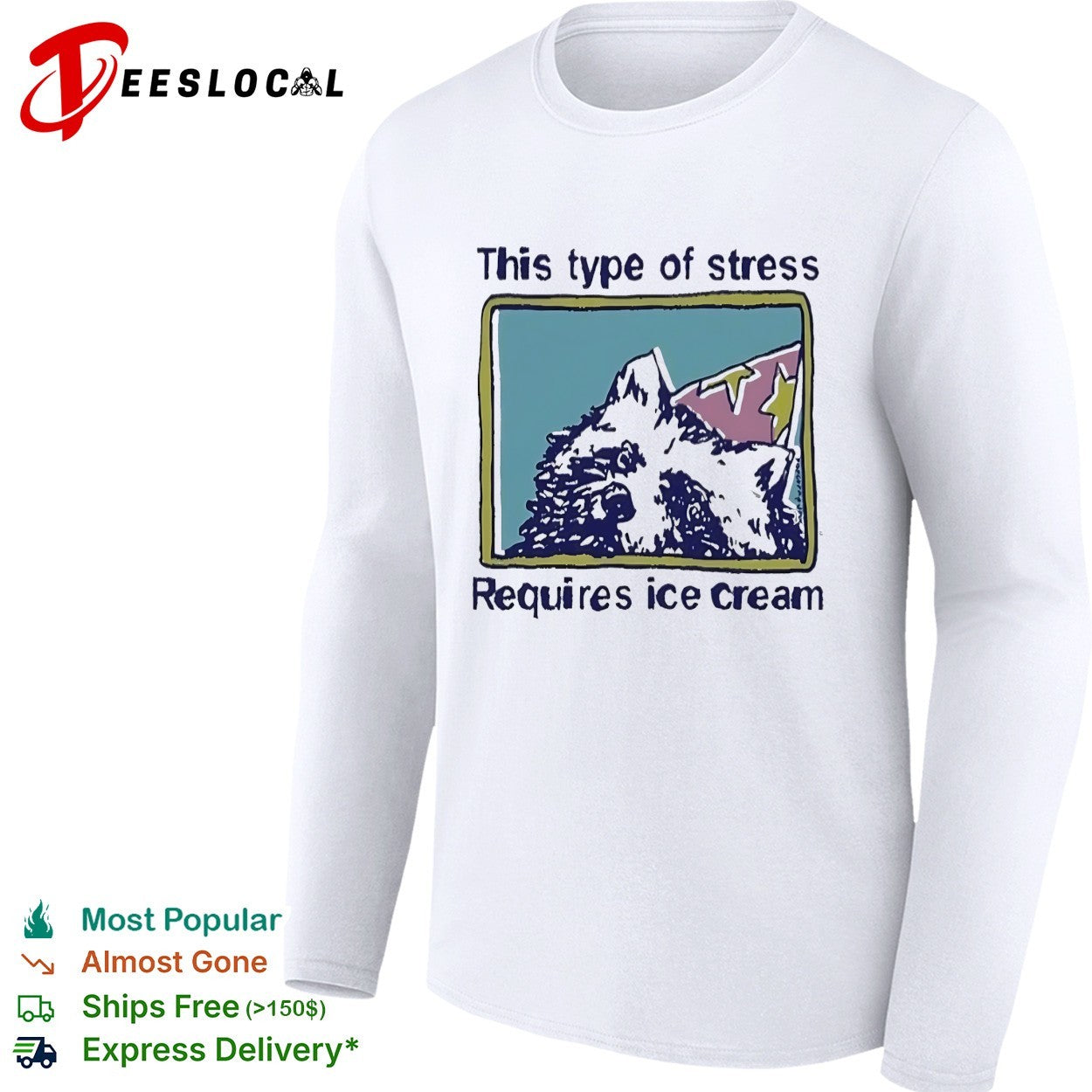 Fluffy animal this type of stress requires ice cream shirt