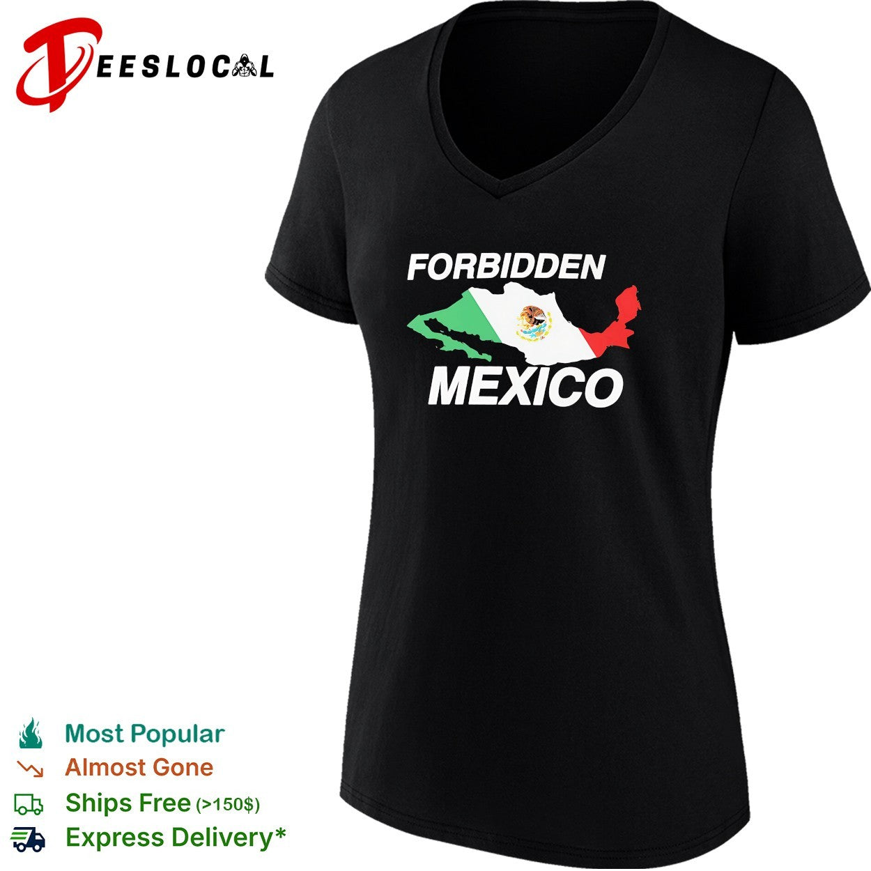 Forbidden Mexico map flag political shirt
