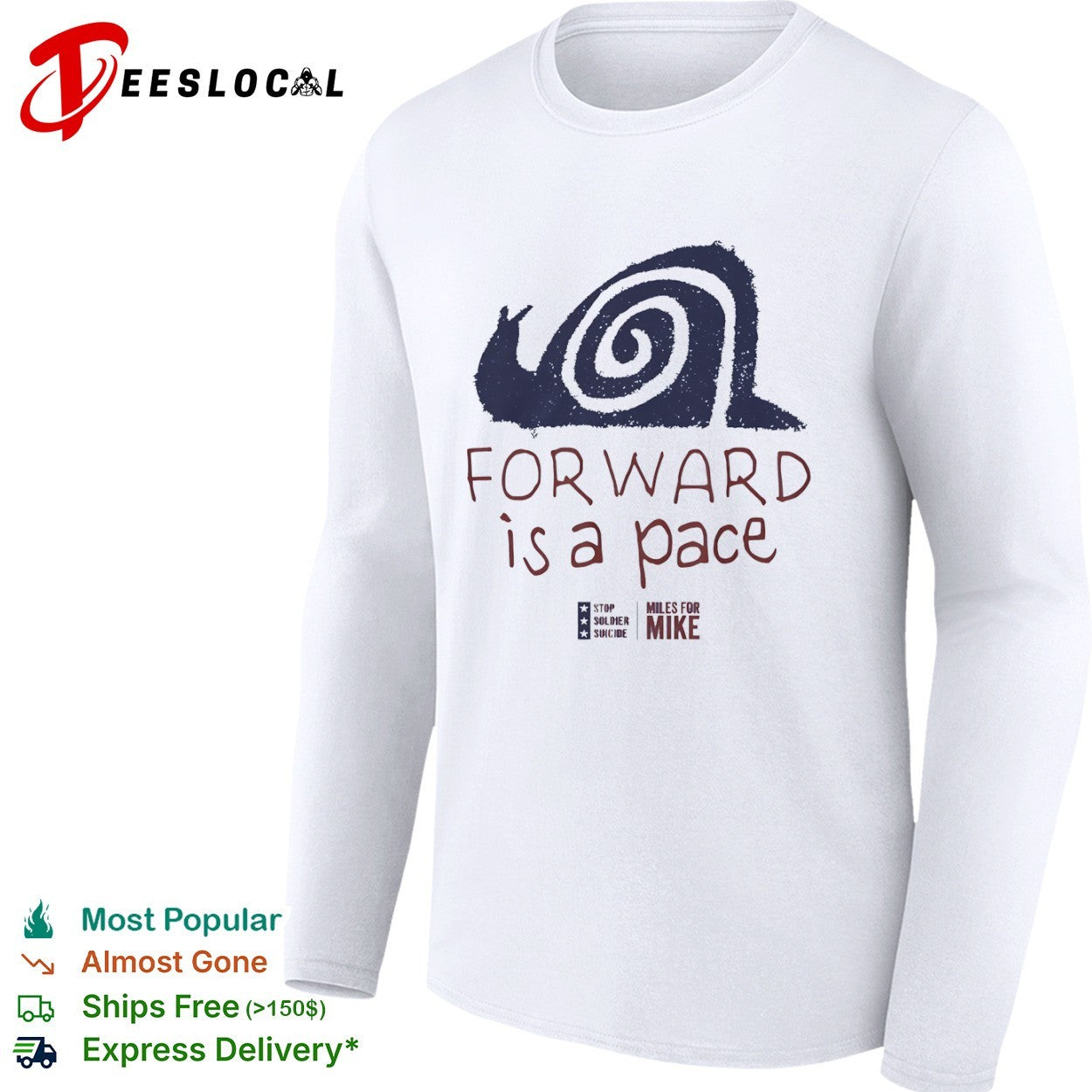 Forward is a pace Miles for Mike Stop Soldier Suicide snail motivational shirt