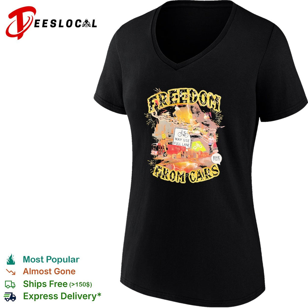 Freedom from cars Bike Pgh may use full lane eagle lightning Pittsburgh city shirt