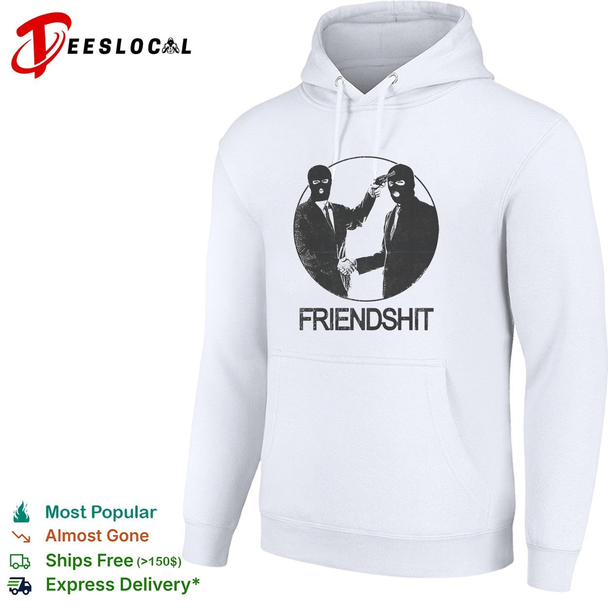 Friendshit ski mask men handshaking shirt