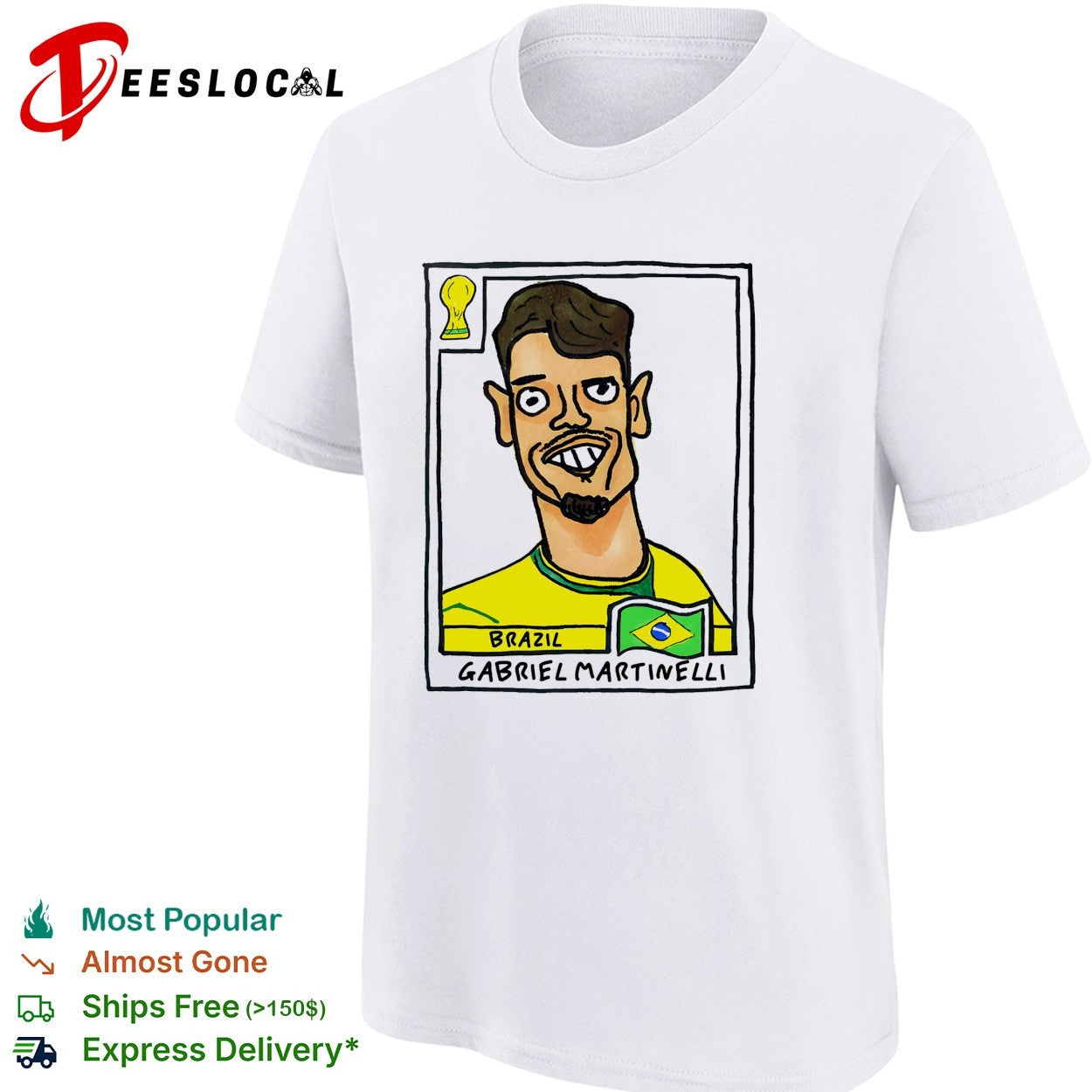 Gabriel Martinelli Brazil soccer player caricature collectible card shirt