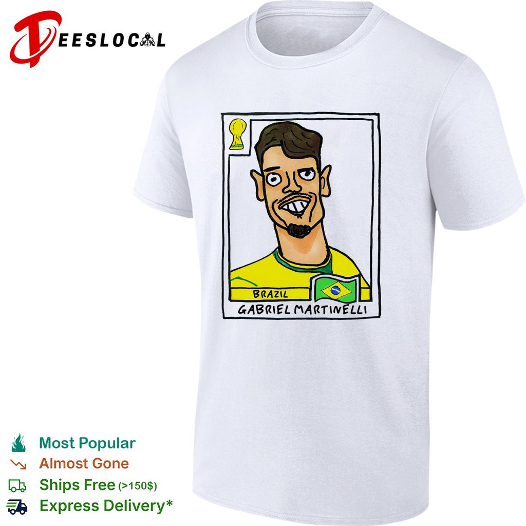Gabriel Martinelli Brazil soccer player caricature collectible card shirt