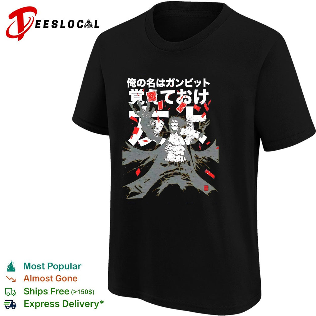 Gambit X Men throwing playing cards manga shirt