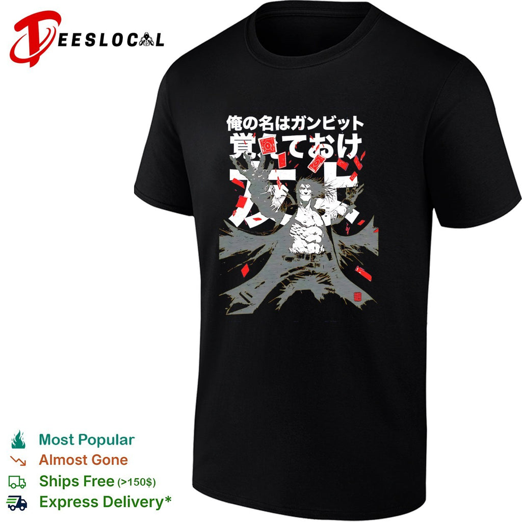 Gambit X Men throwing playing cards manga shirt