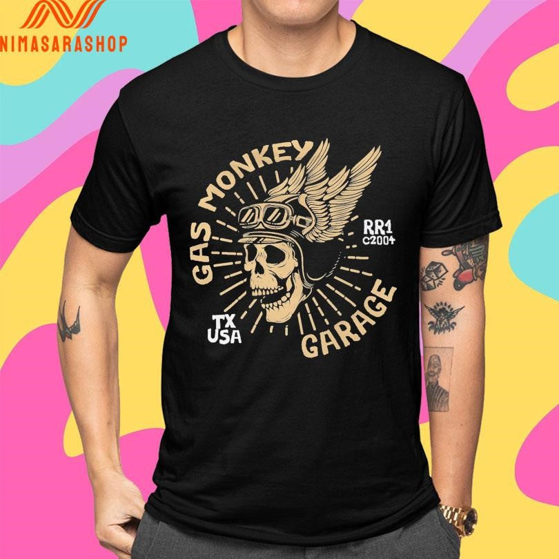Gas Monkey Garage Texas USA Rr1 C2004 Skull Logo Shirts