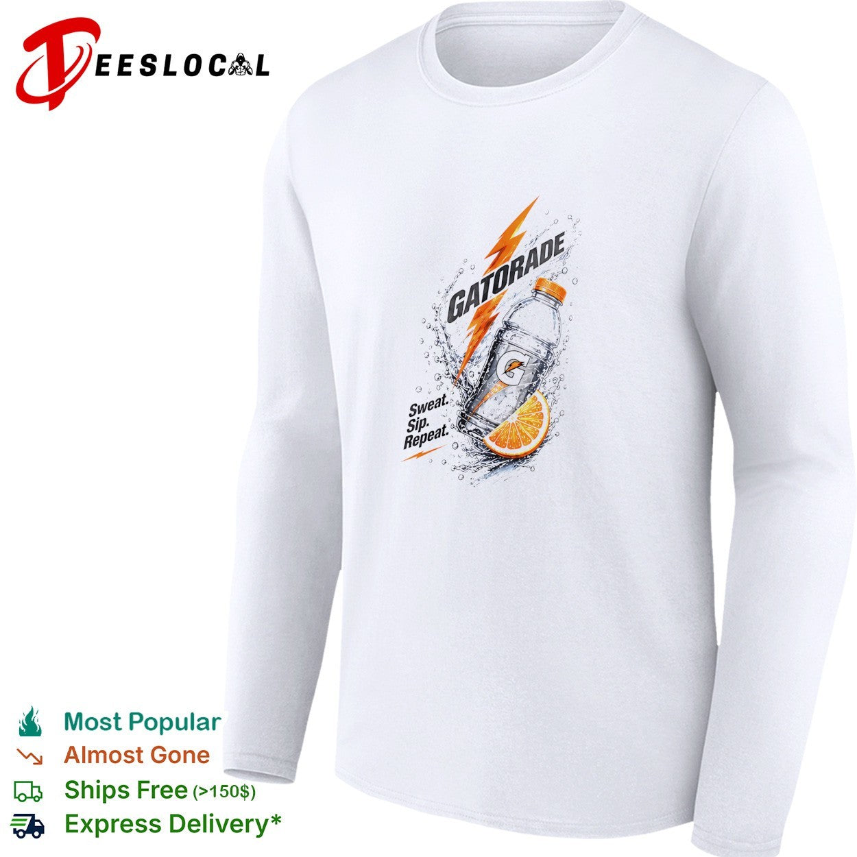 Gatorade sweat sip repeat lightning bolt orange slice shirt