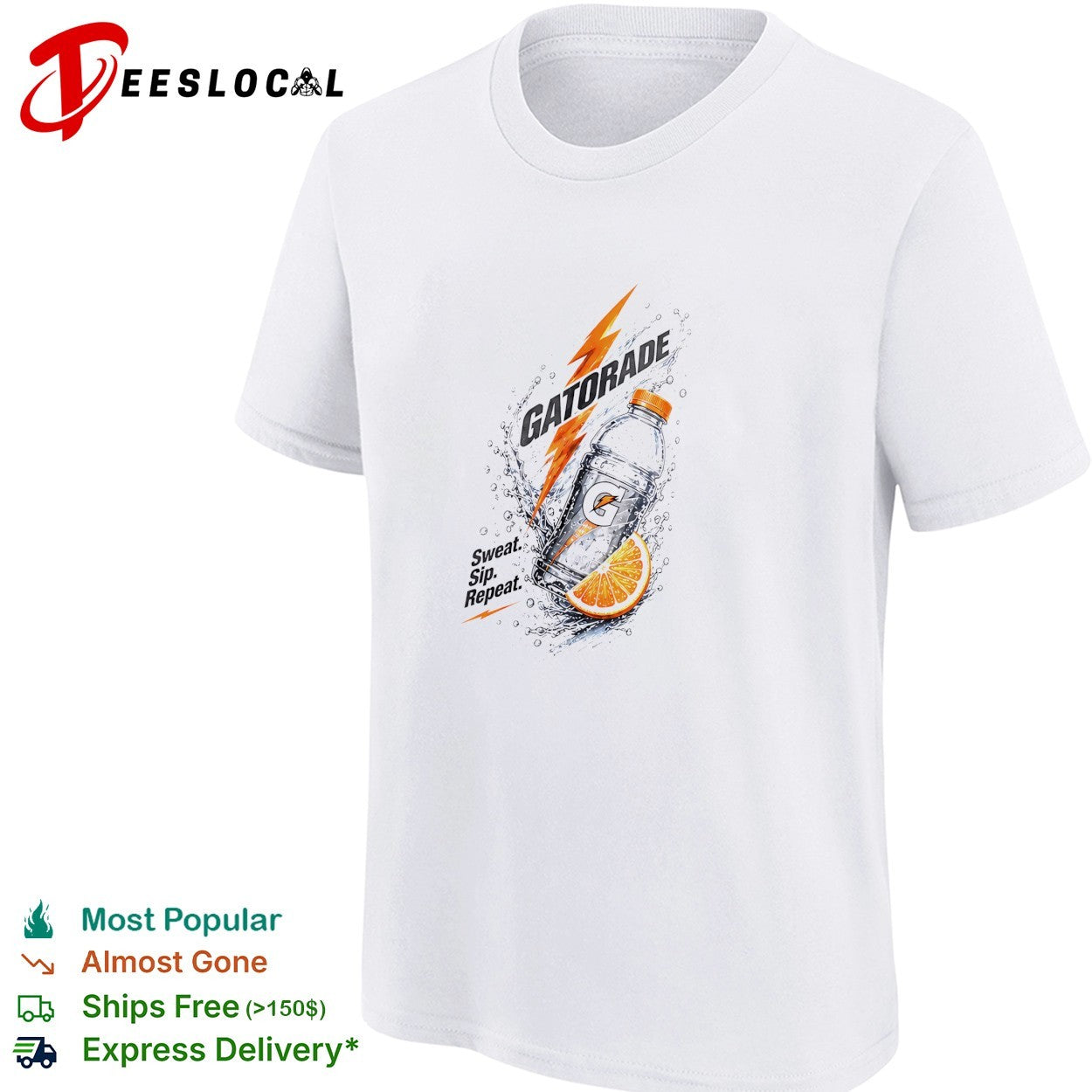 Gatorade sweat sip repeat lightning bolt orange slice shirt