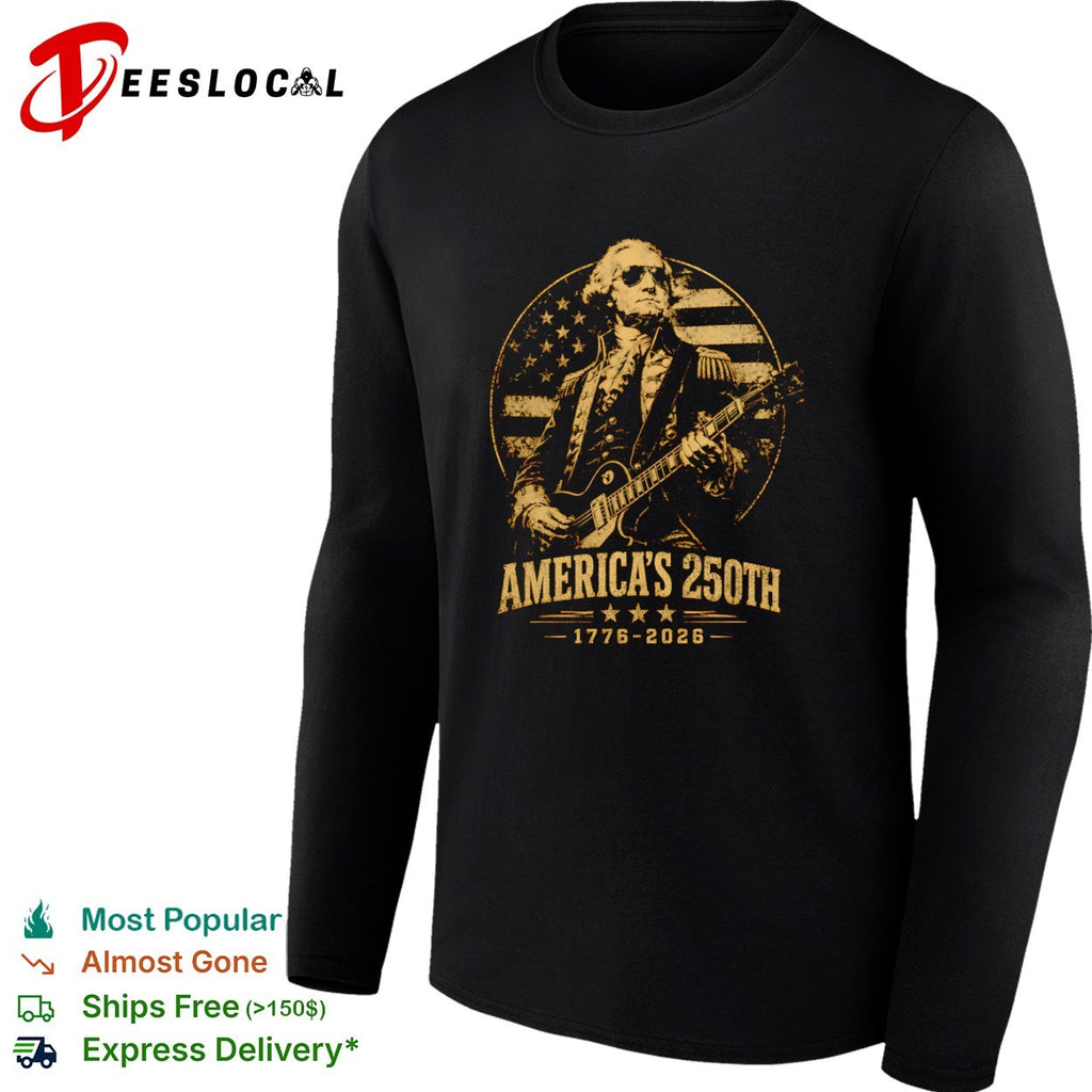 George Washington America’s 250th 1776 2026 rock and roll guitar shirt