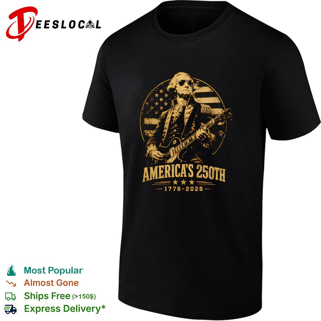George Washington America’s 250th 1776 2026 rock and roll guitar shirt