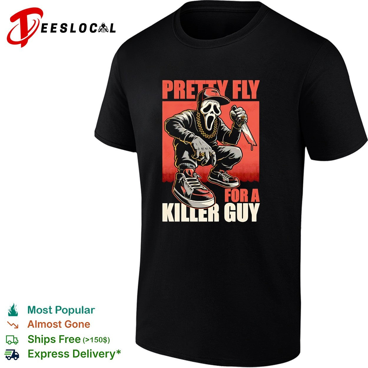 Ghostface holding knight music Horror movie pretty fly for a killer guy shirt