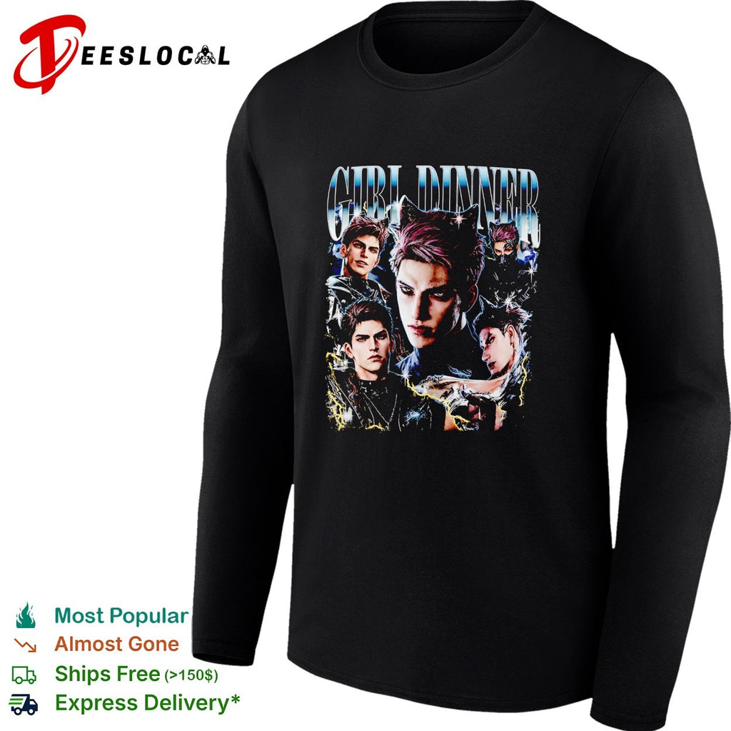 Girl Dinner dark anime wolf ear male multi pose lightning shirt