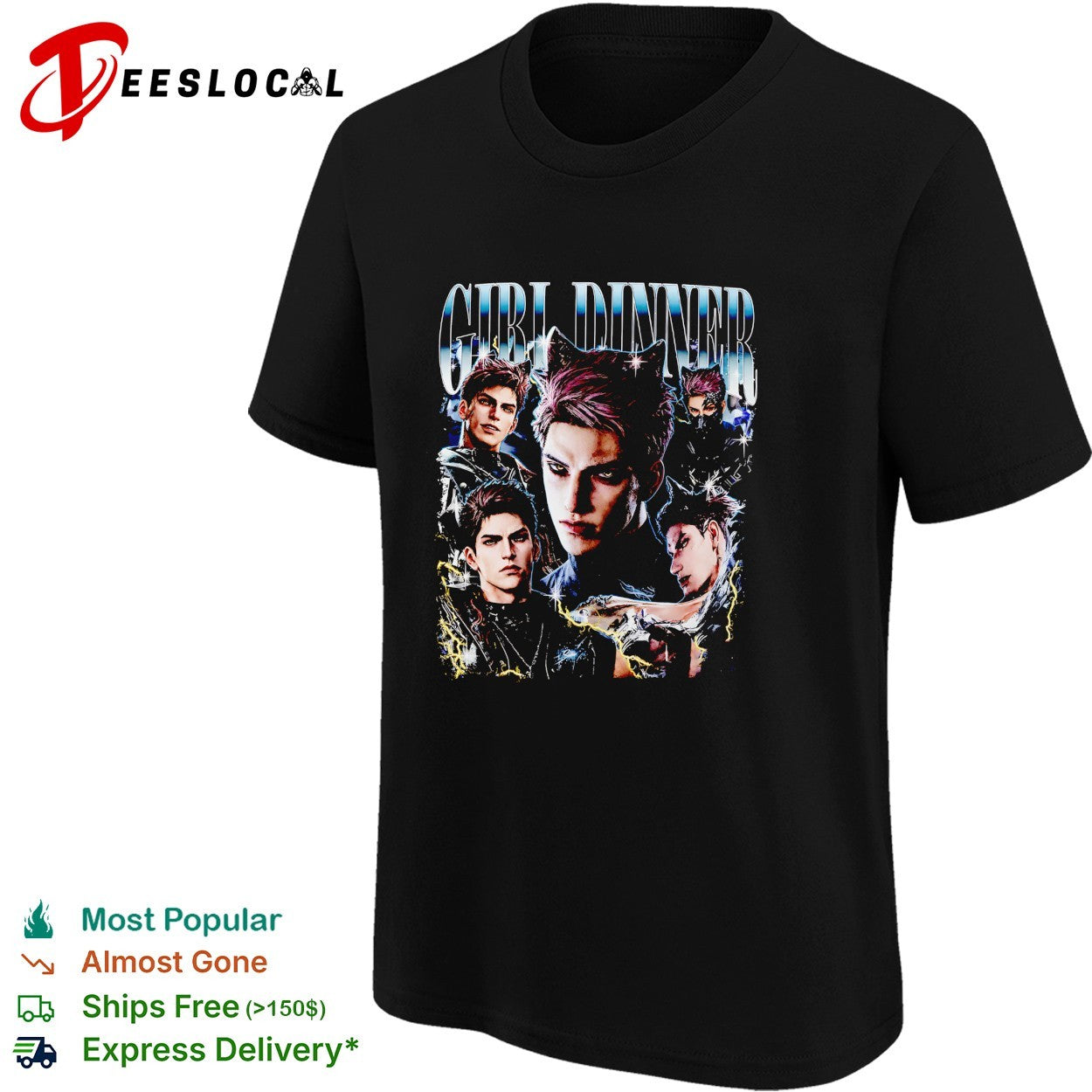 Girl Dinner dark anime wolf ear male multi pose lightning shirt