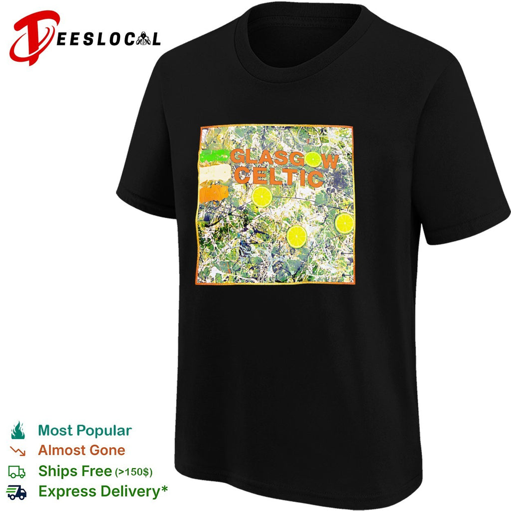 Glasgow Celtic Abstract Pollock Style Lime shirt