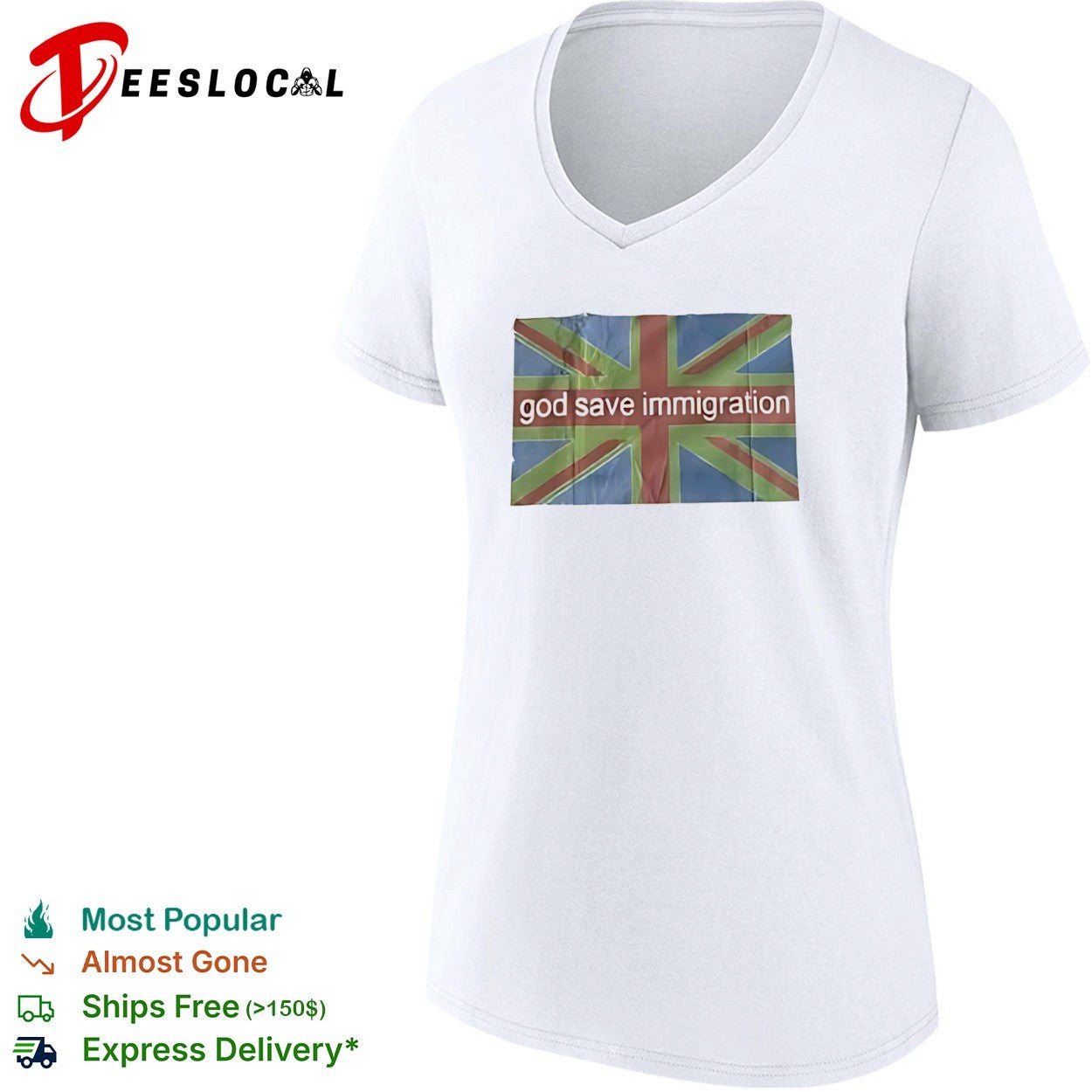 God save immigration Union Jack flag protest statement shirt