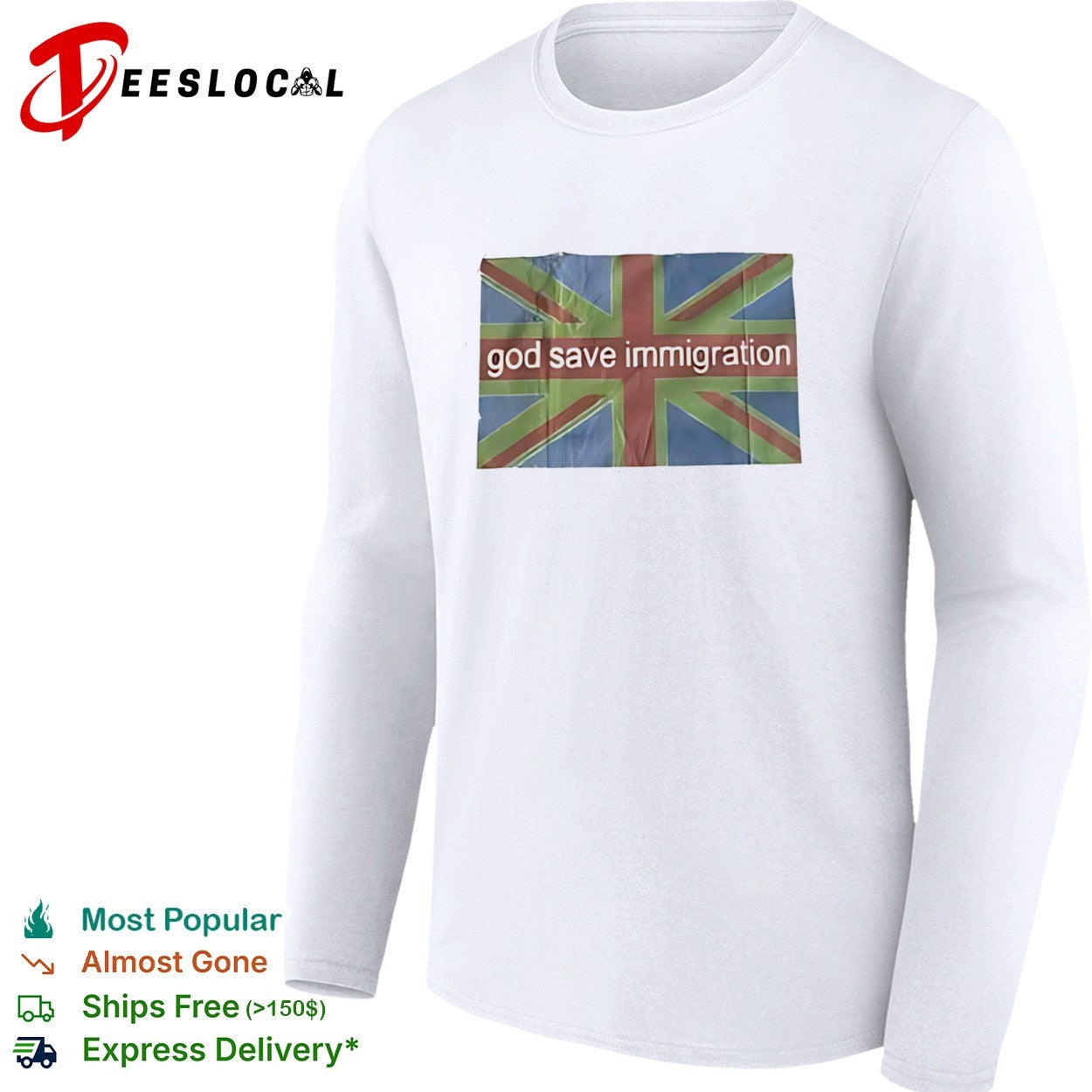 God save immigration Union Jack flag protest statement shirt