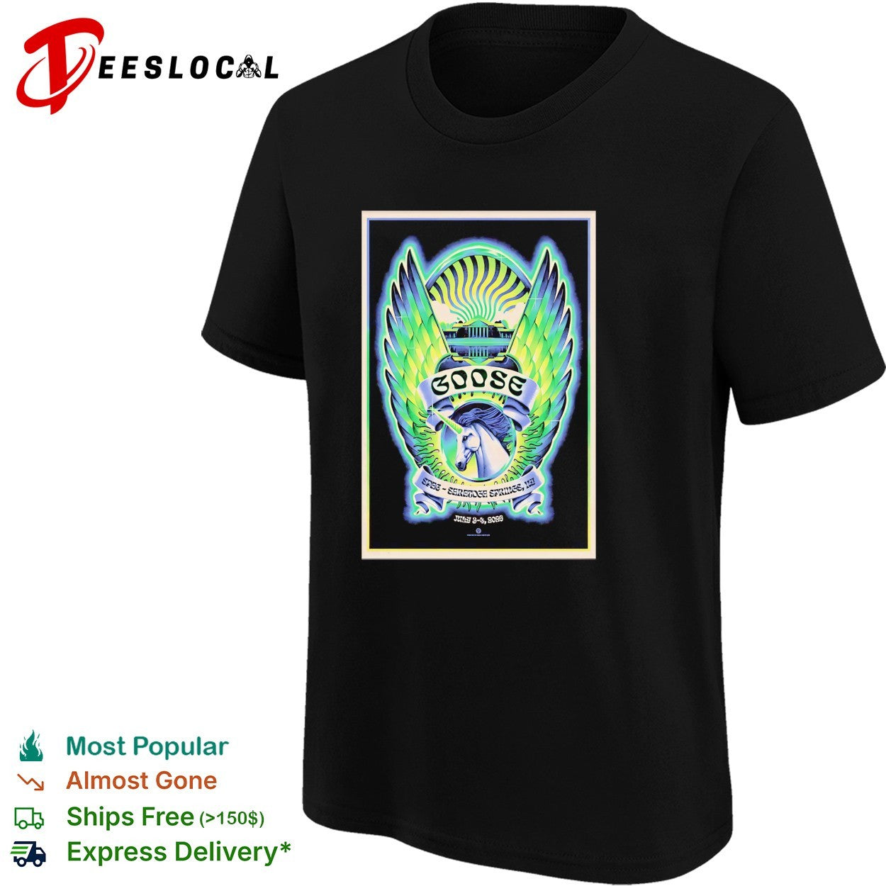 Goose SPAC Saratoga Springs NY July 3 and 4 2026 unicorn wing crest shirt