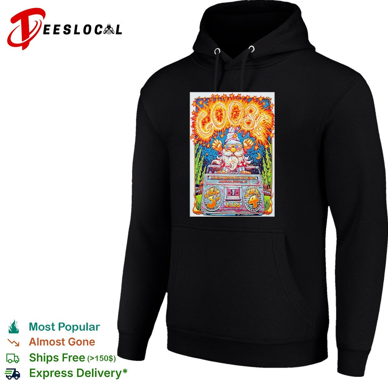 Goose Saratoga Performing Arts Center July 3rd and 4th 2026 gnome fireworks boombox shirt